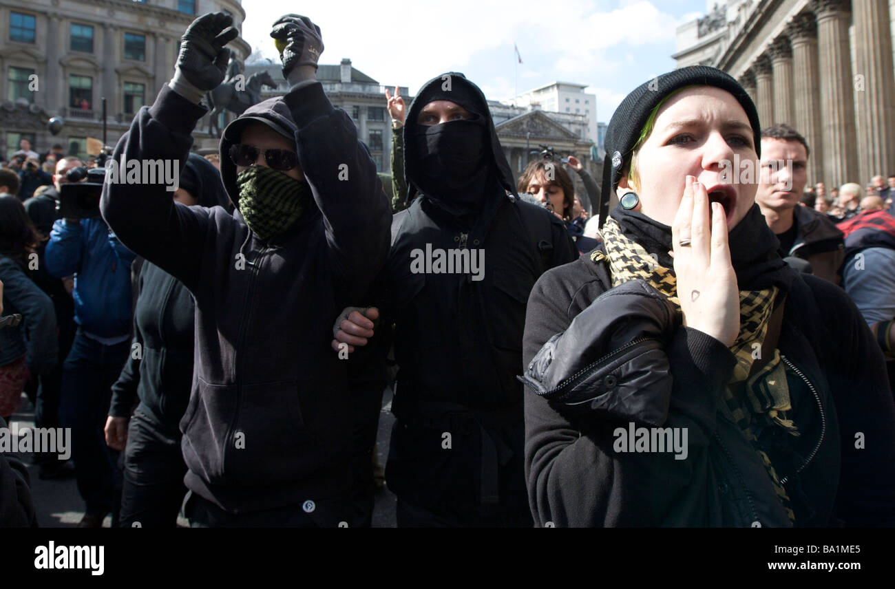 LONDON 1 April Pic shows the G20 Protests at the bank of England Bank Of England London 1st of April 2009 Stock Photo