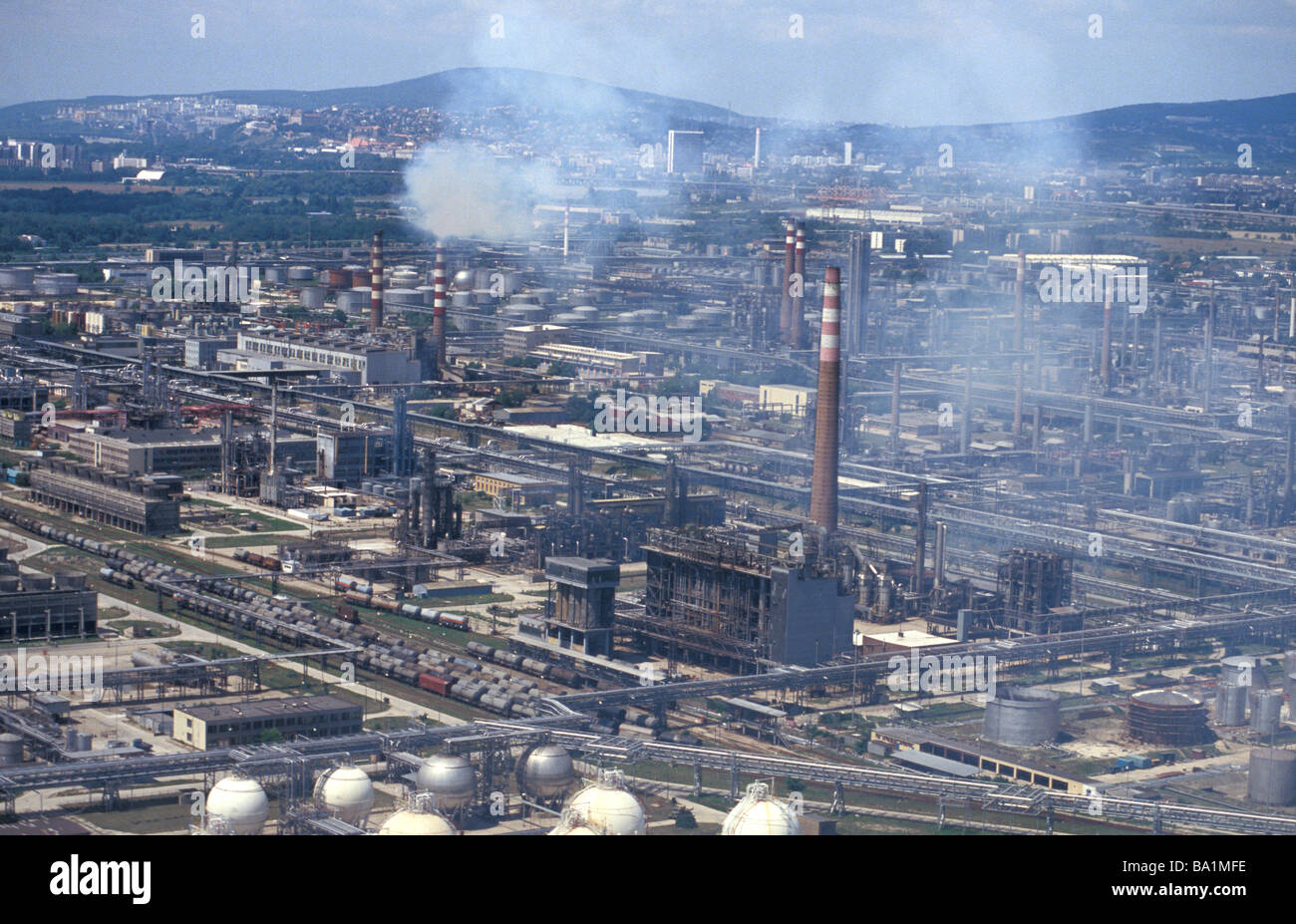 Slovnaft oil refinery on the outskirts of Bratislava Slovakia Stock Photo