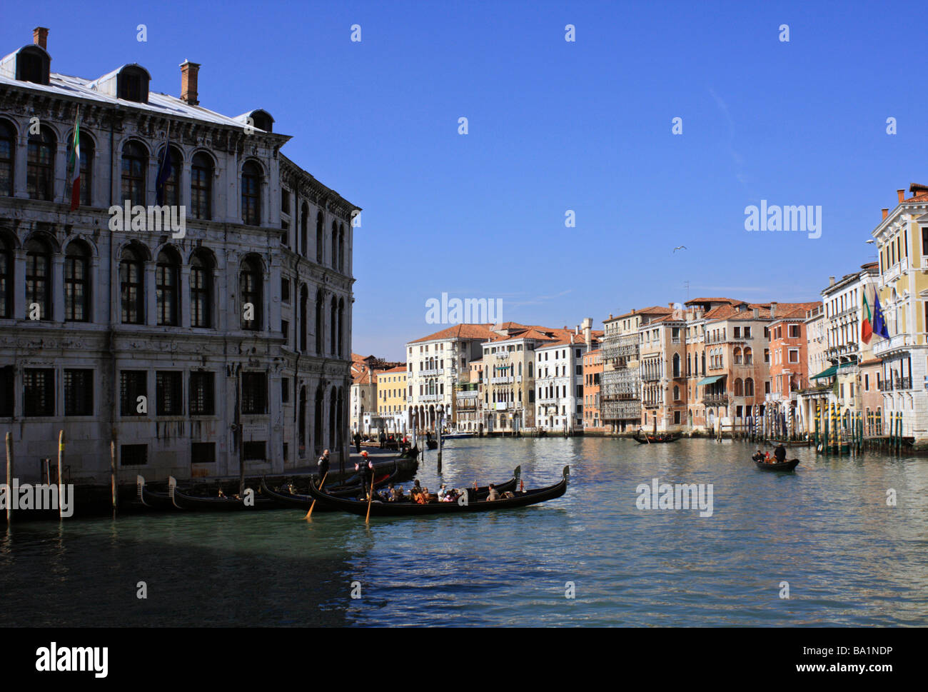 View of the Grand Canal and the gondolas from the Rialto bridge Venice ...
