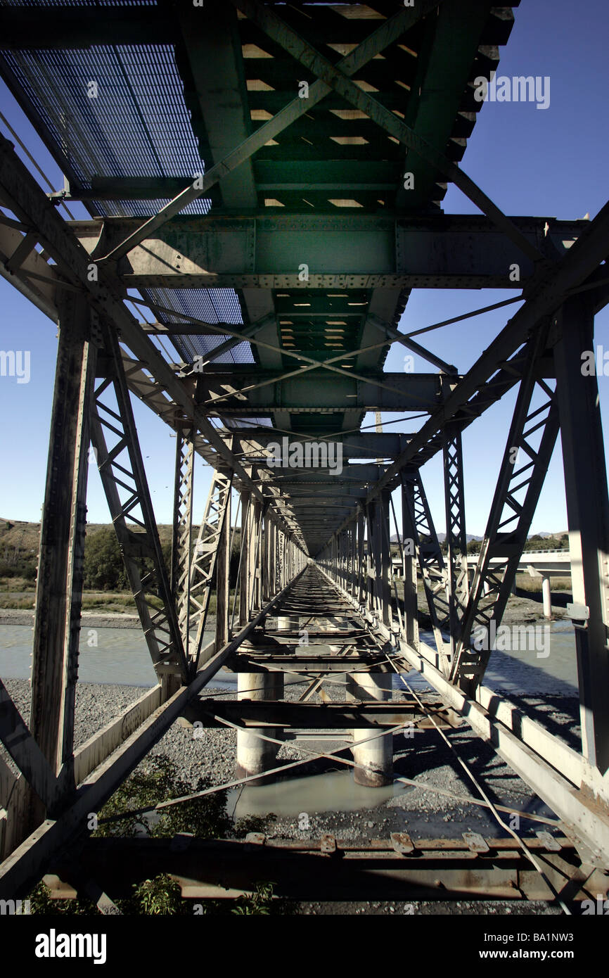The old Awatere road rail bridge, Marlborough, New Zealand Stock Photo