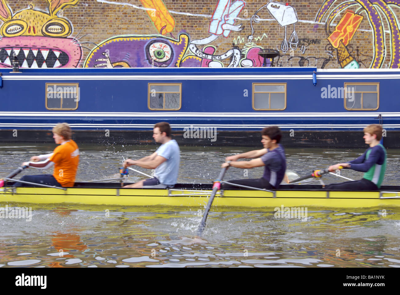 Urban sculling in east London Stock Photo