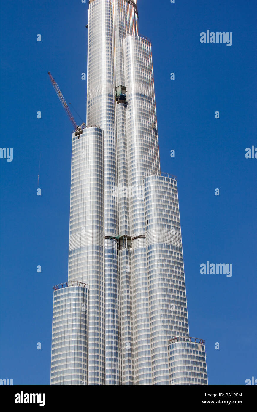 The Burj Dubai the worlds tallest building being constructed in Dubai Stock Photo