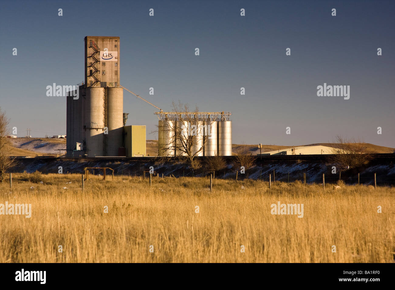 Grain elevator on the prairie in the northern Montana city of Shelby