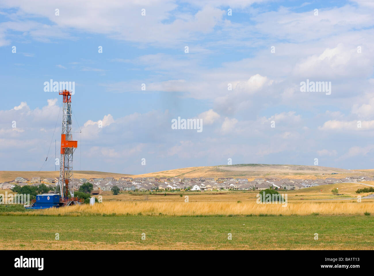 Drilling for natural gas near Erie Colorado Stock Photo
