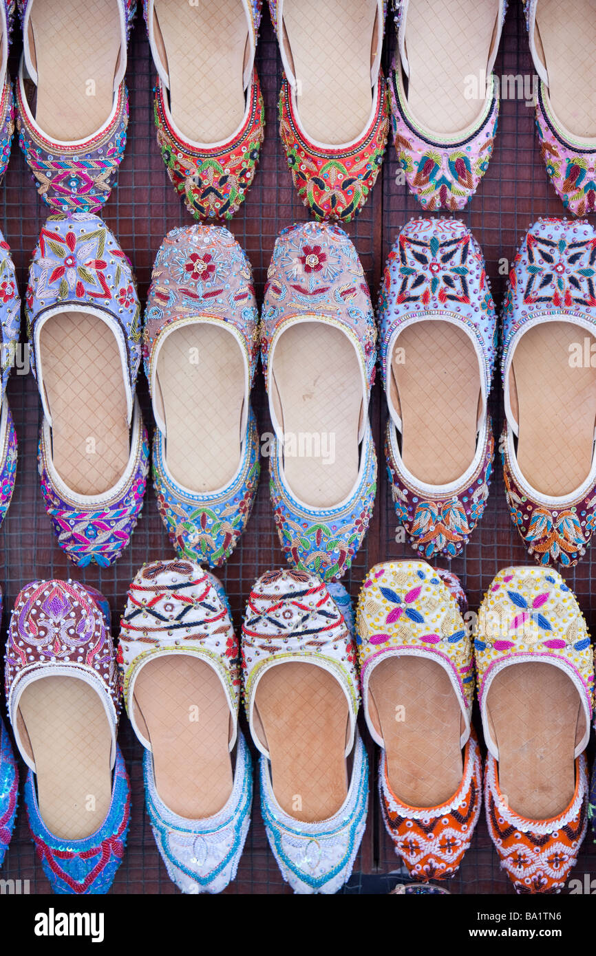 Arabic shoes in a souk in Dubai Stock Photo Alamy