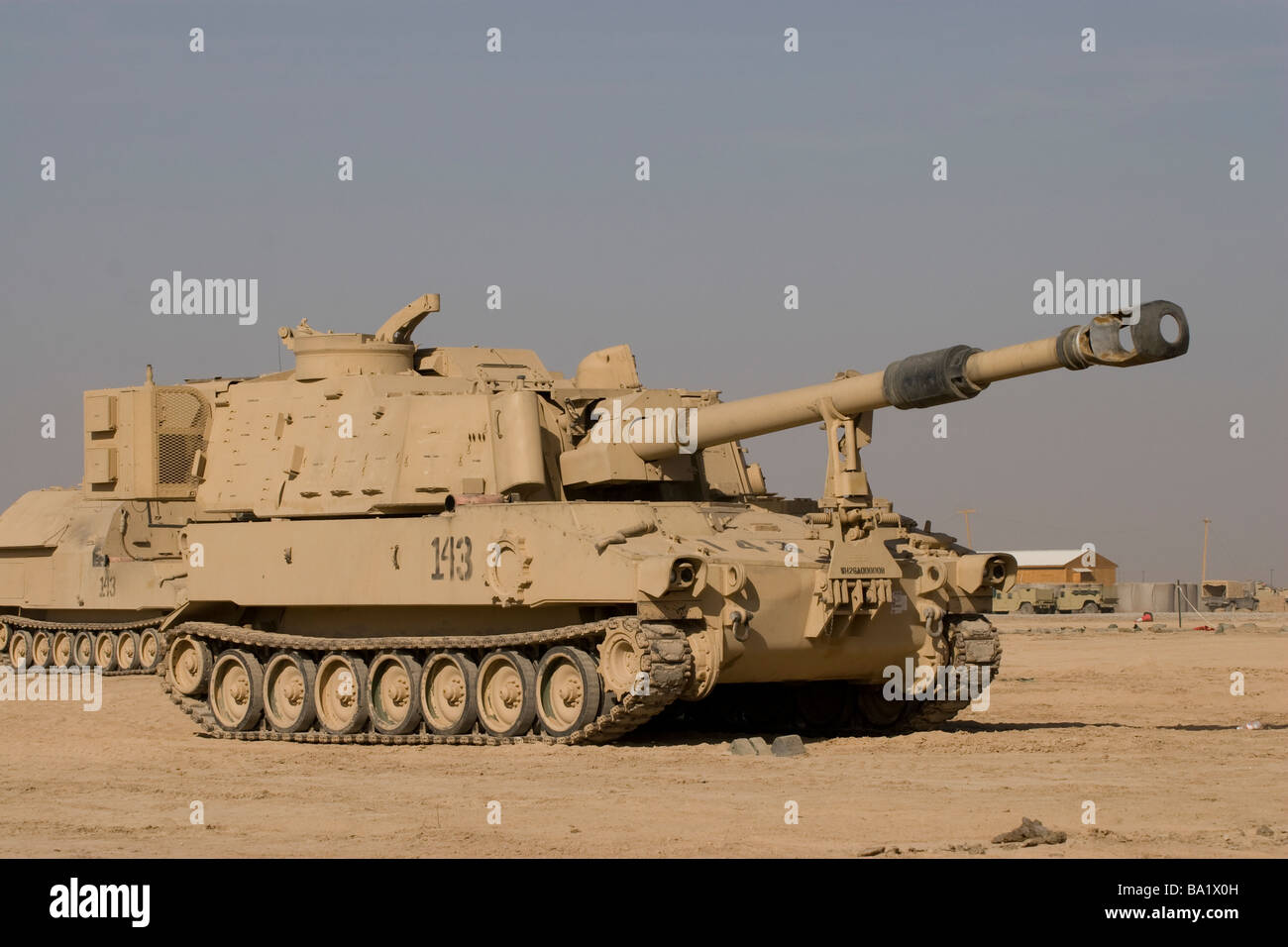 Baqubah, Iraq - M109 Paladin, a self-propelled 155mm howitzer. Stock Photo