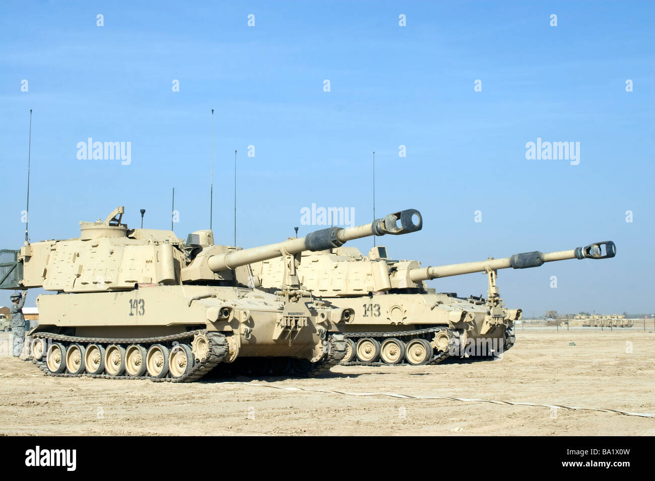 Baqubah, Iraq - M109 Paladin, a self-propelled 155mm howitzer. Stock Photo