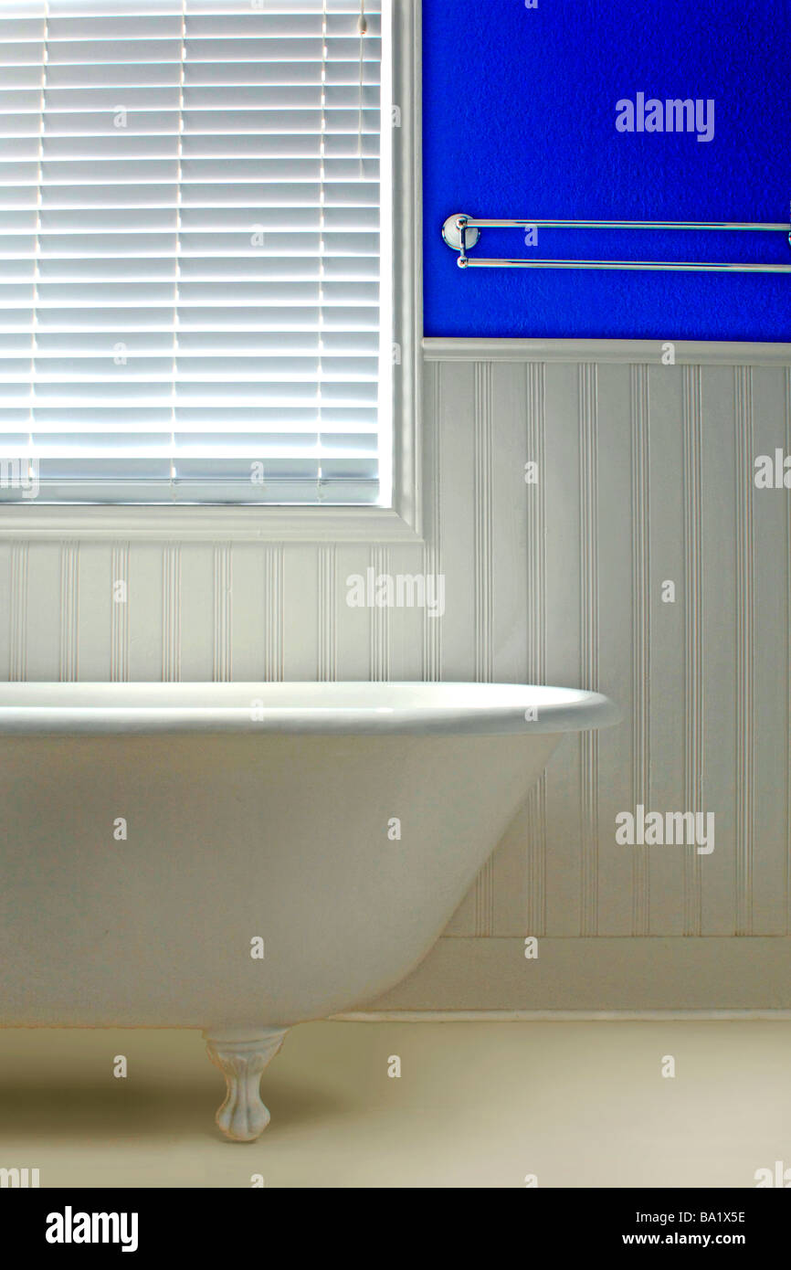 Newly renovated bathroom with old fashioned claw foot tub Stock Photo
