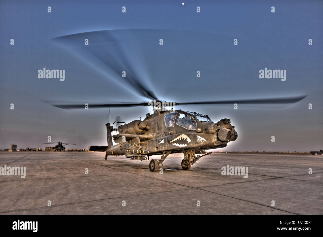 A seven exposure  HDR image of an AH-64D Apache helicopter Stock Photo