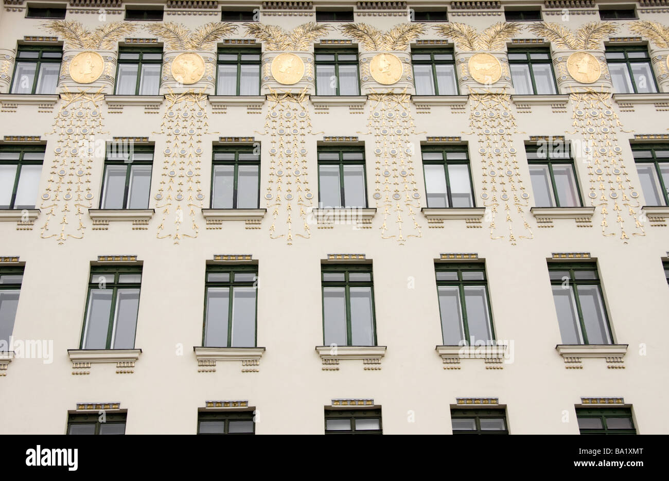 facade of otto wagner art nouveau building in vienna austra Stock Photo