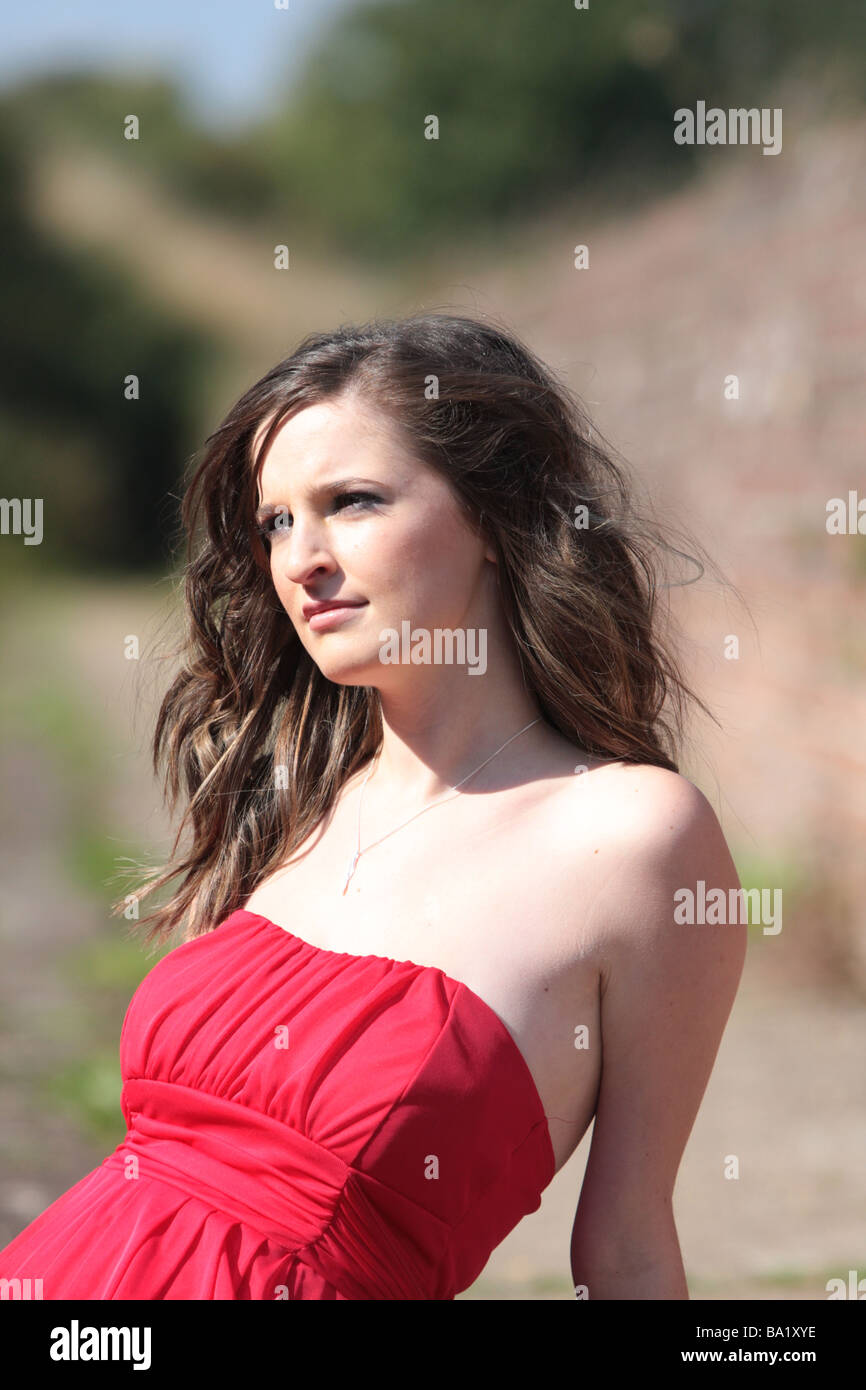 girl in red dress Stock Photo Alamy