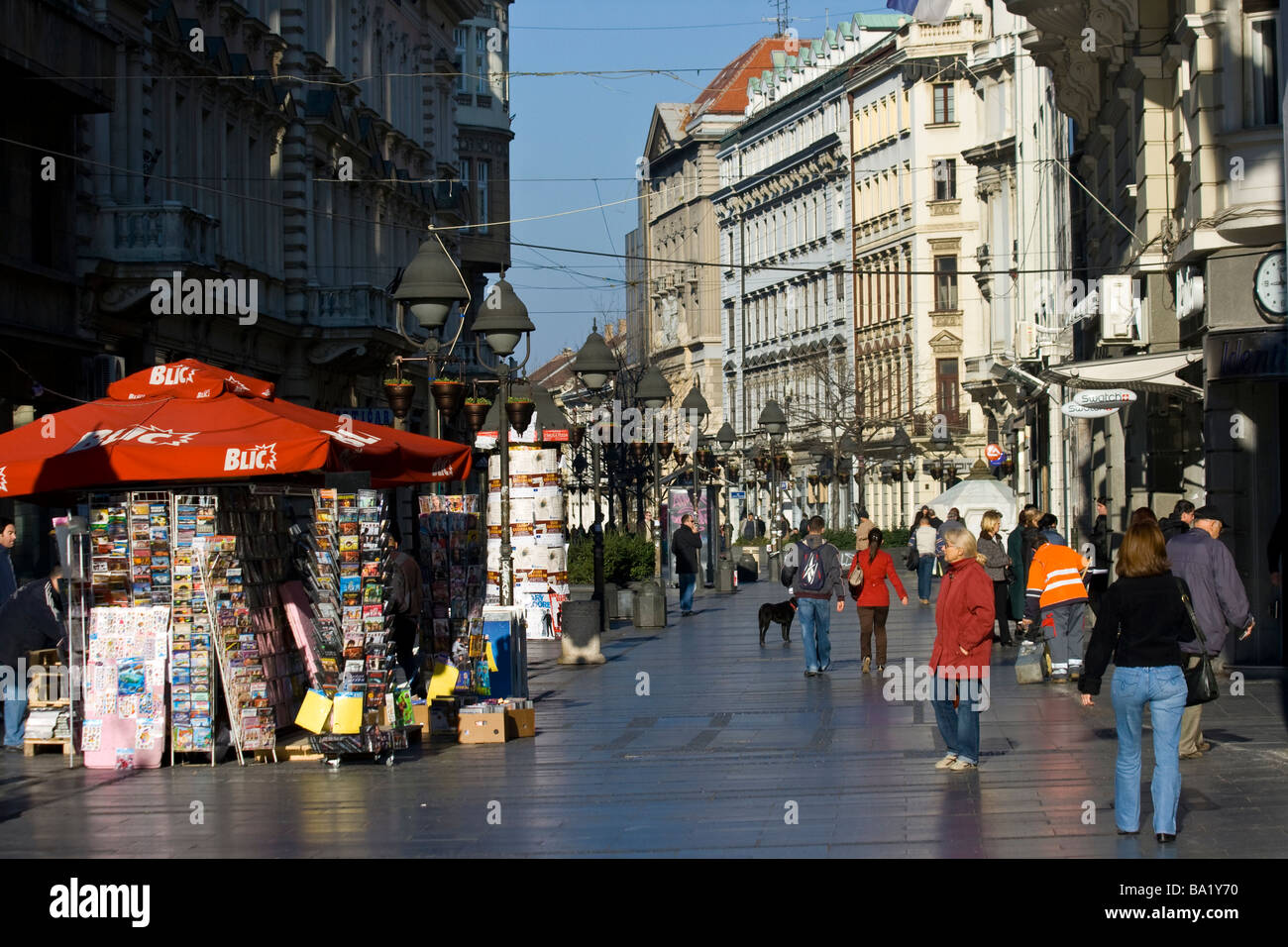 Kneza Mihailova Street in Downtown Belgrade Serbia Stock Photo