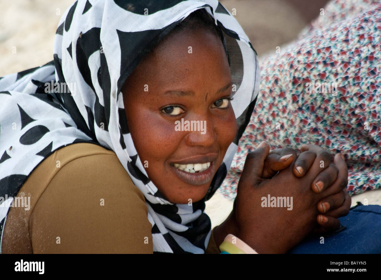 Mauritanian Woman on the Beach in Nouakchott Mauritania Stock Photo
