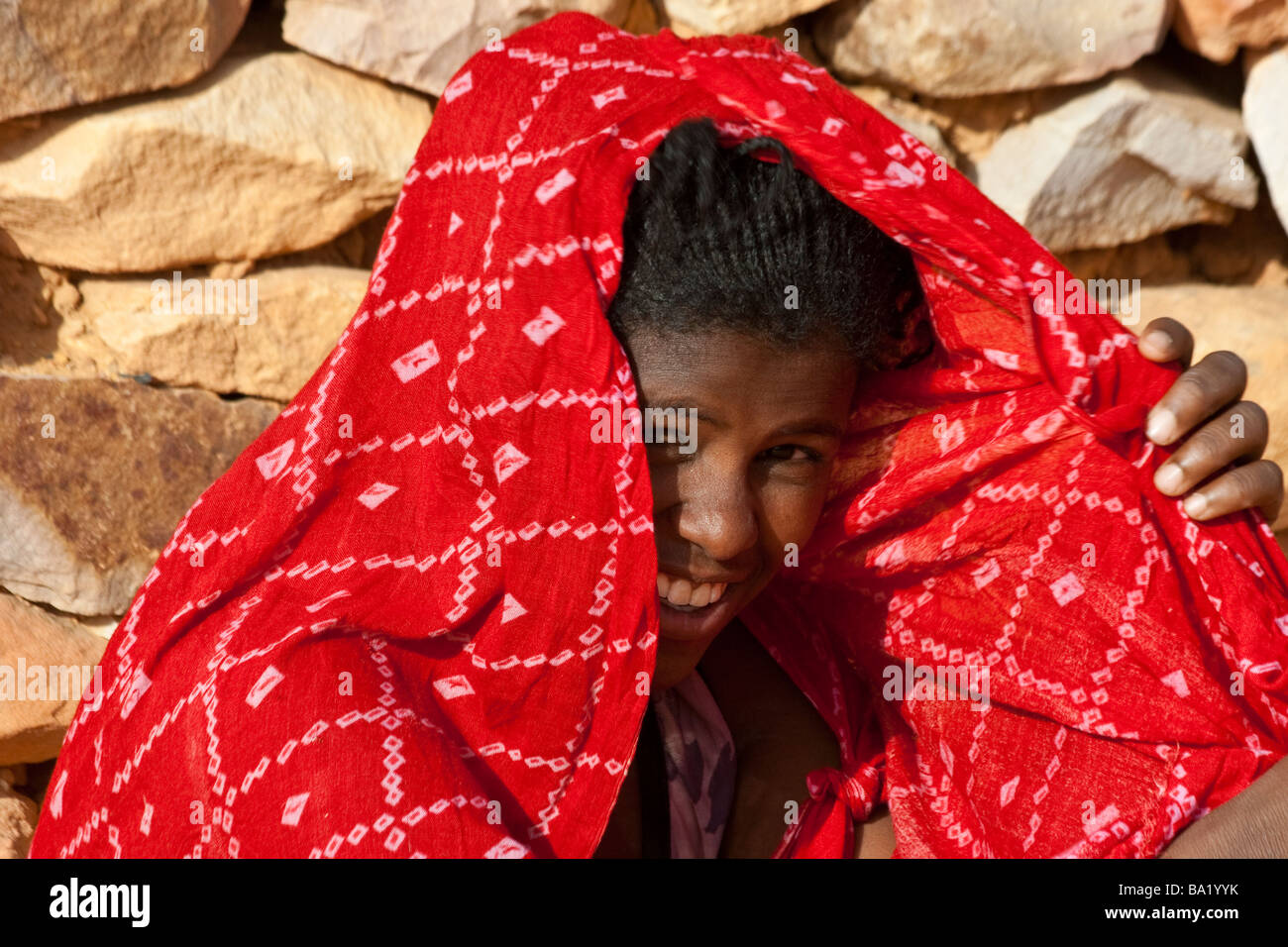 Young Muslim Woman in Chinguetti Mauritania Stock Photo