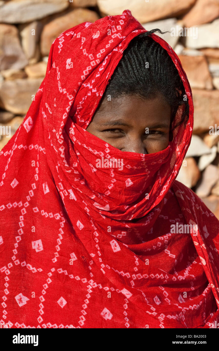 Young Muslim Woman in Chinguetti Mauritania Stock Photo