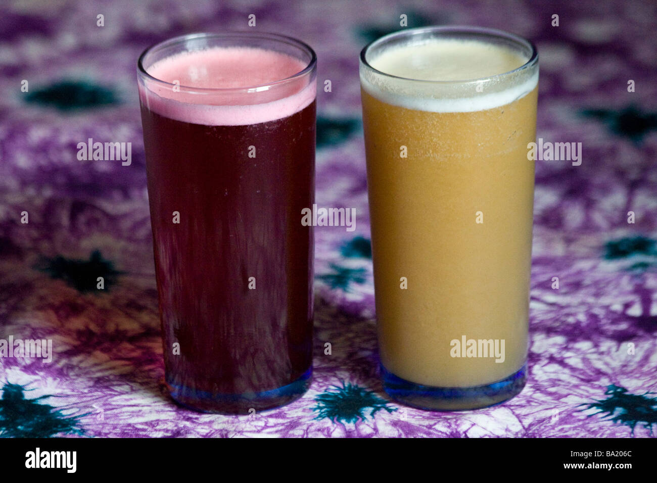 Glass Of Fresh Bouye And Bissap Juice In St Louis Senegal Stock Photo Alamy