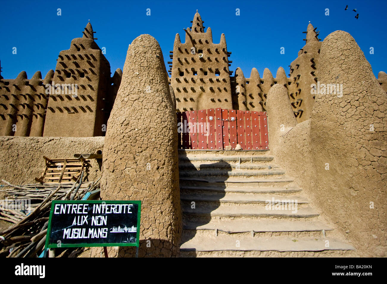 Entry Forbidden to Non Muslims at the Great Mosque in Djenne Mali Stock Photo