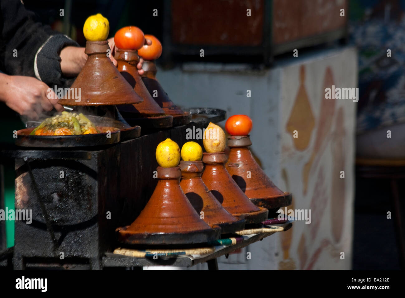 Tagines Cooking in Moulay Idriss Morocco Stock Photo