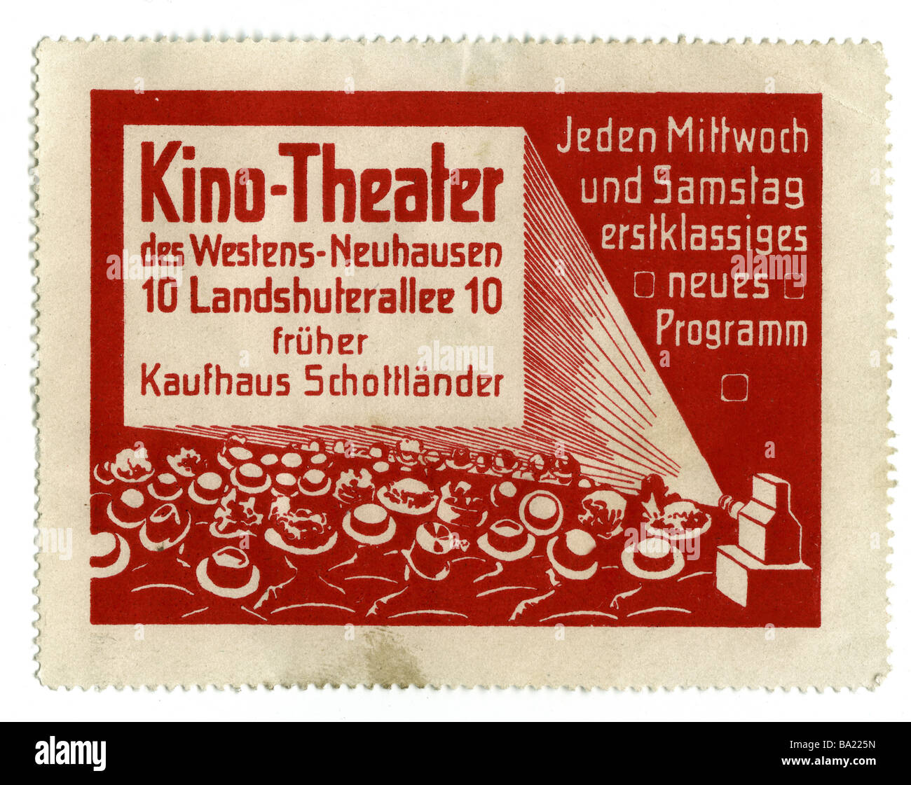 advertising, stamps, 'Kino-Theater des Westens', Neuhausen, Munich, Germany, circa 1910, Stock Photo