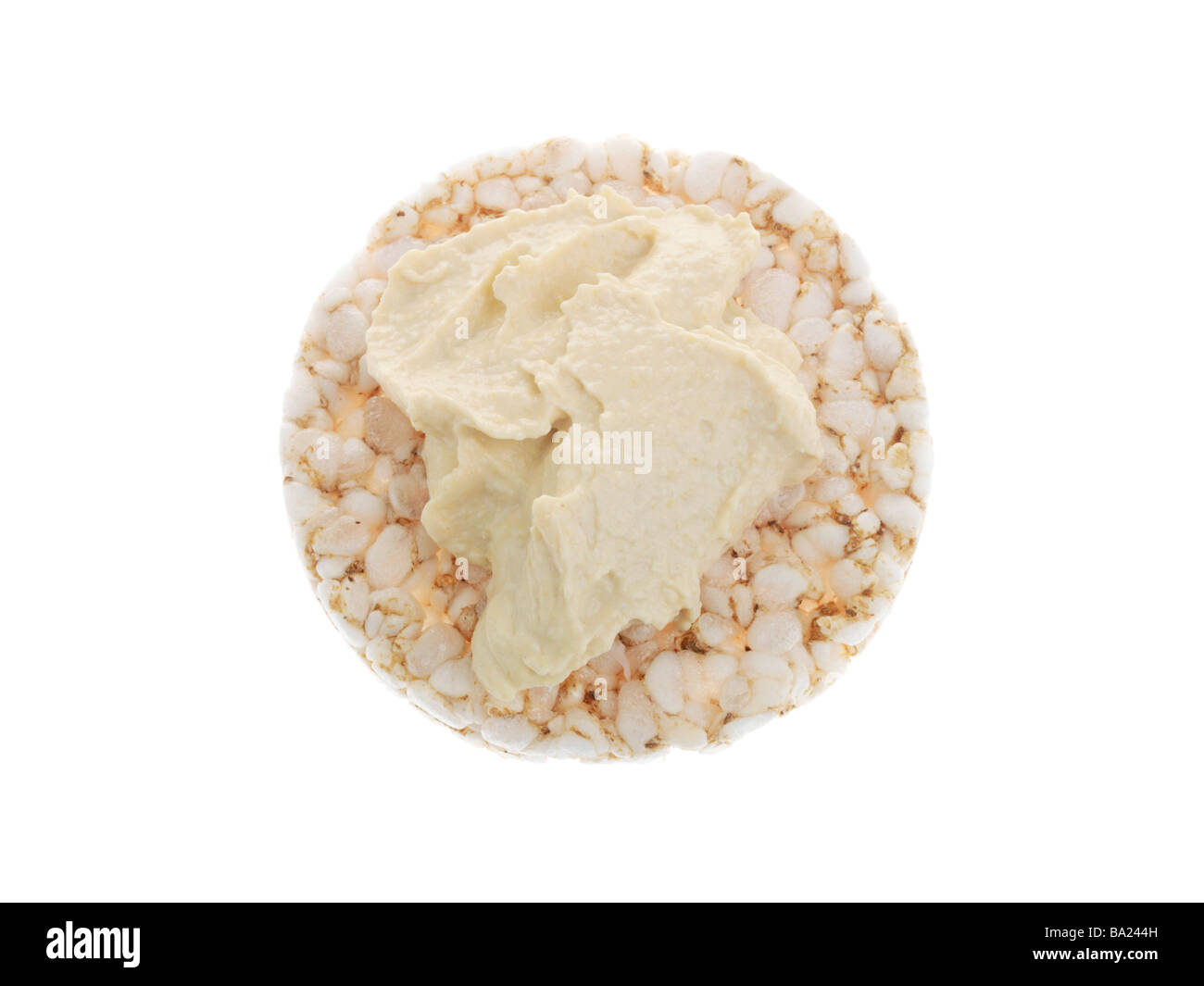 Rice Cake with Hummus Stock Photo Alamy
