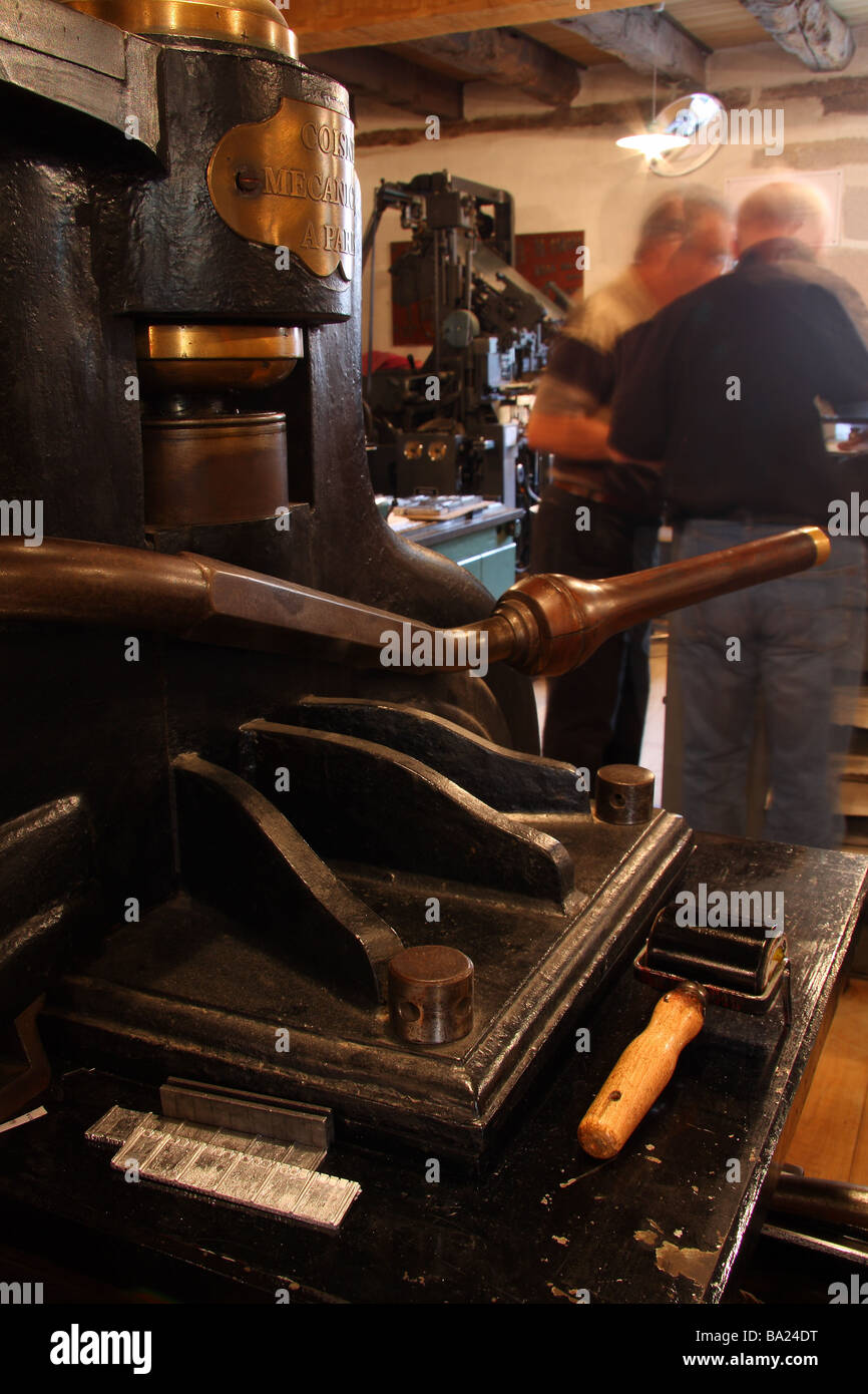 An old printing press in the Moulin du Got a traditional paper making