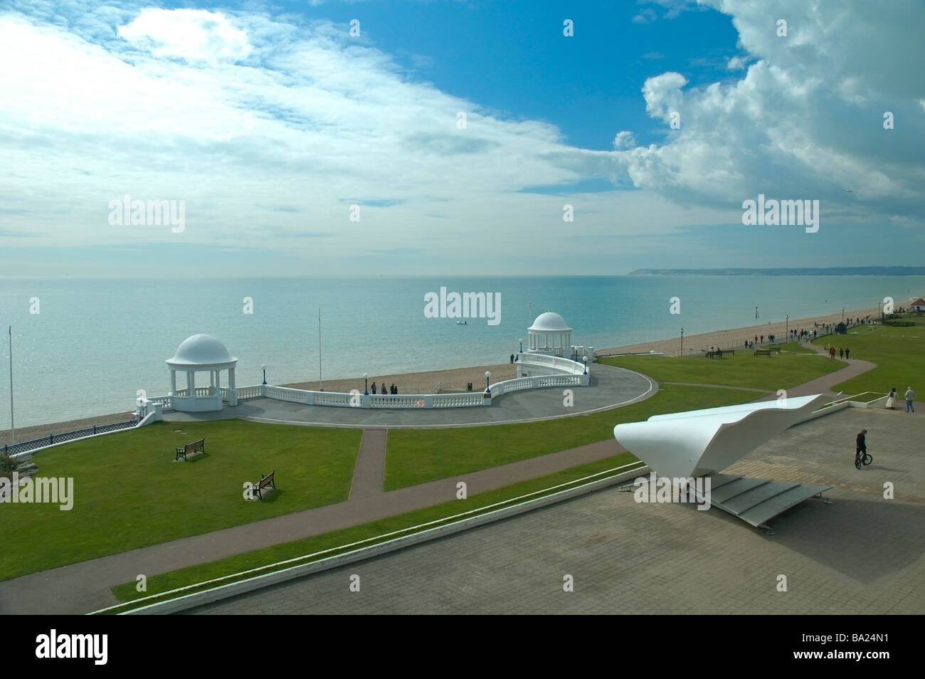 The seafront infront of the De La Warr Pavilion, Bexhill on Sea, England. Stock Photo