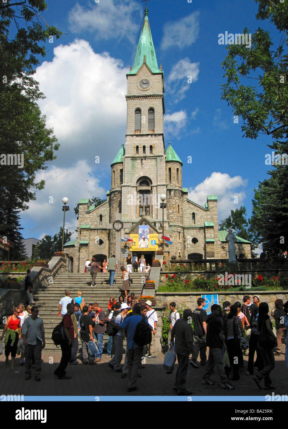 Poland Zakopane town Tatras Mt Krupowki Street Church Stock Photo