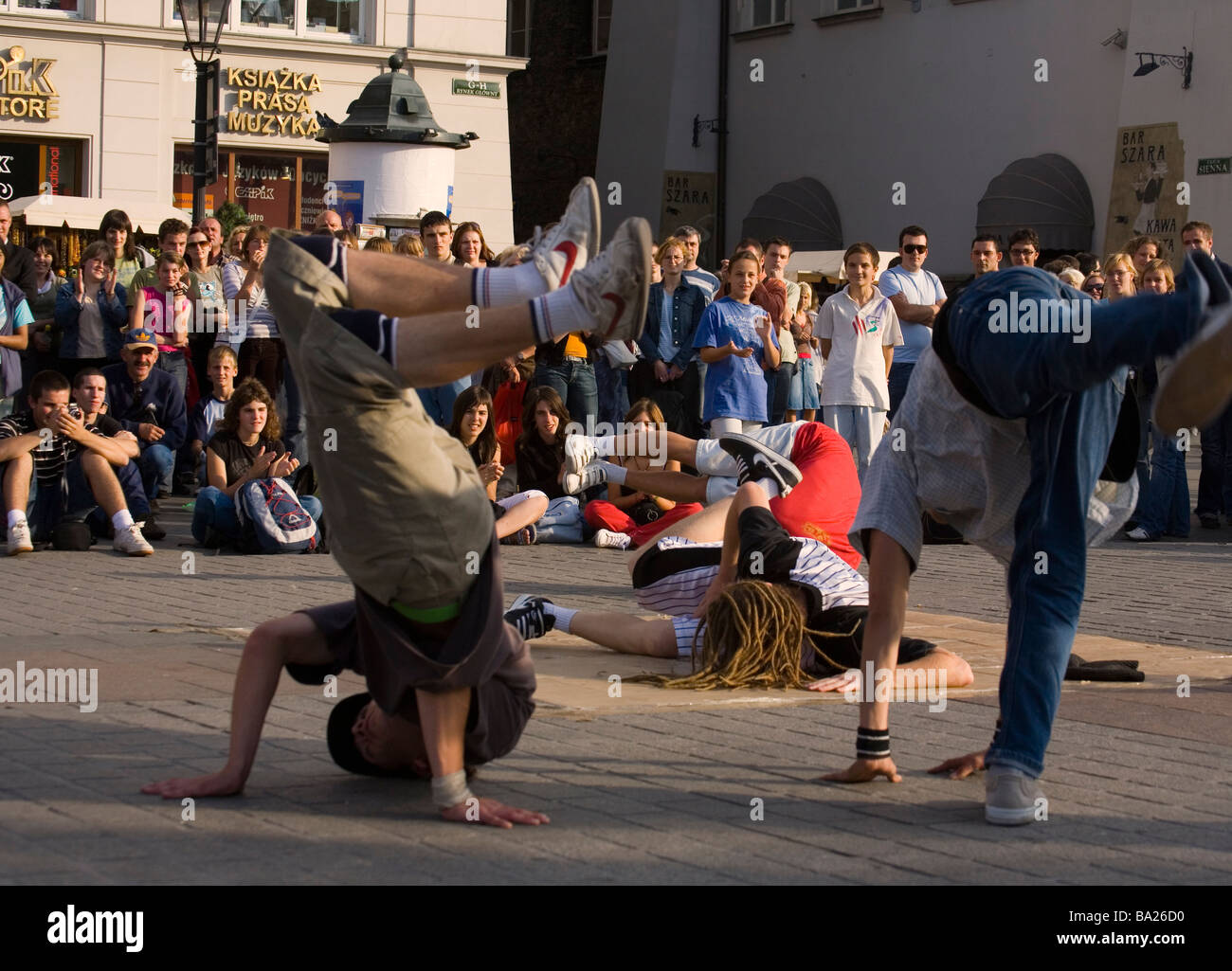 Street performance at Mian Market Square Krakow Poland Stock Photo