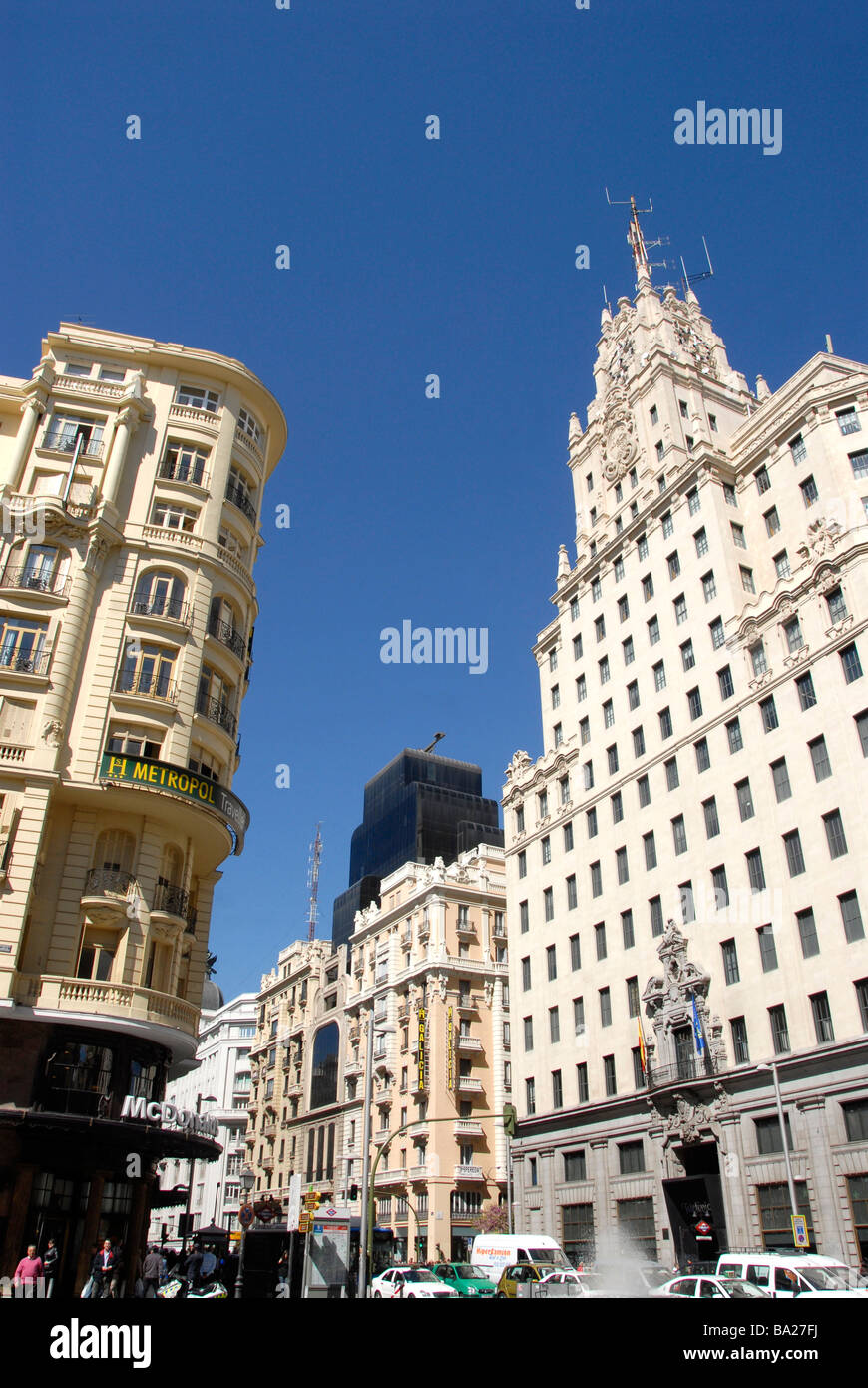 baroque building, Gran via, Madrid, Spain Stock Photo