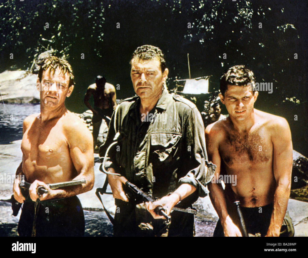 BRIDGE ON THE RIVER KWAI 1957 Columbia film with Jack Hawkins in centre ...