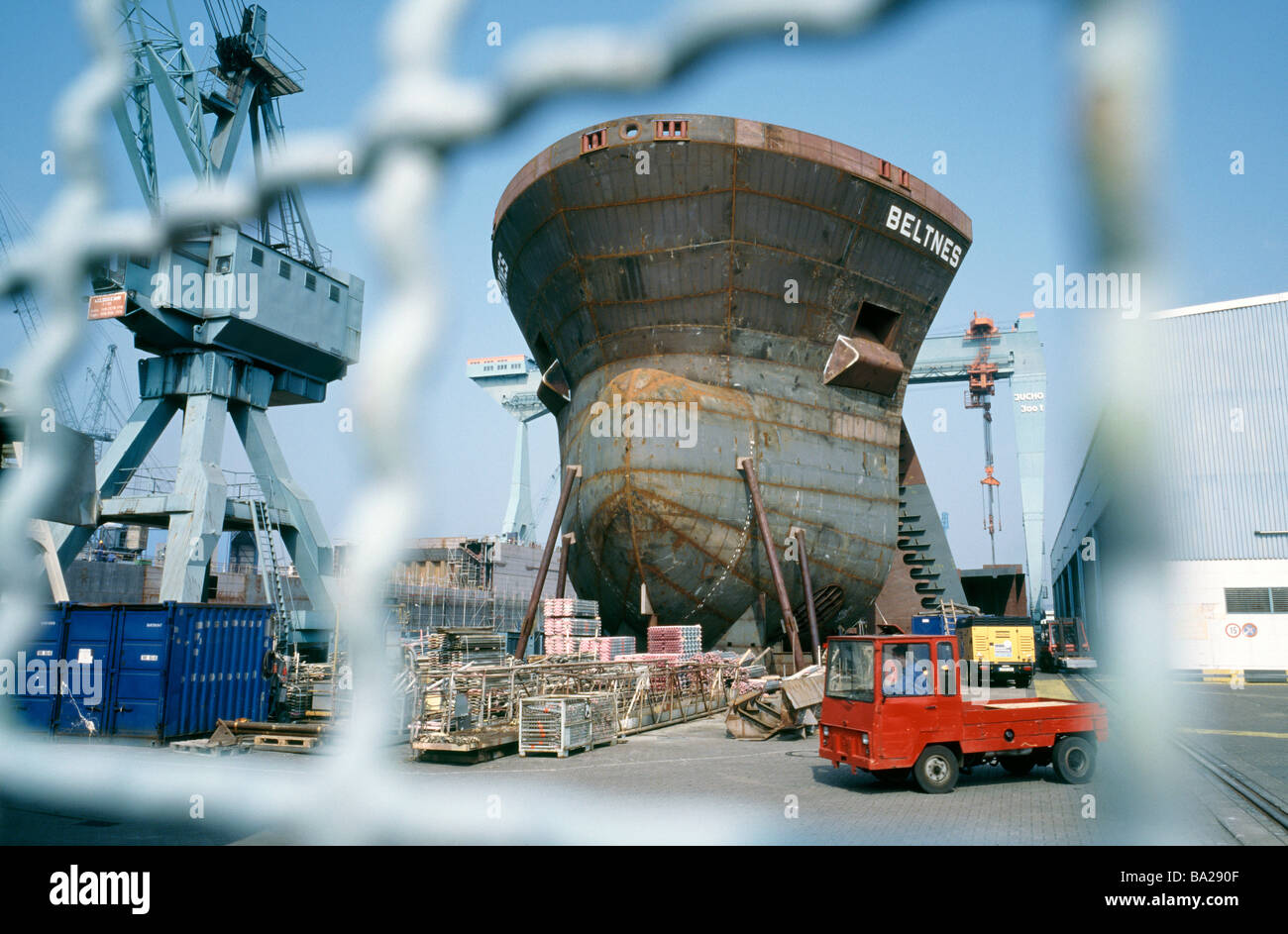 April 7, 2009 - JJ Sietas shipyard outside the German city of Hamburg. Stock Photo
