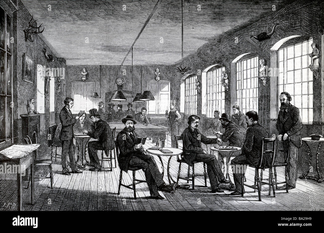 ENGLISH WORKING MENS CLUB shown in an 1870 engraving Stock Photo