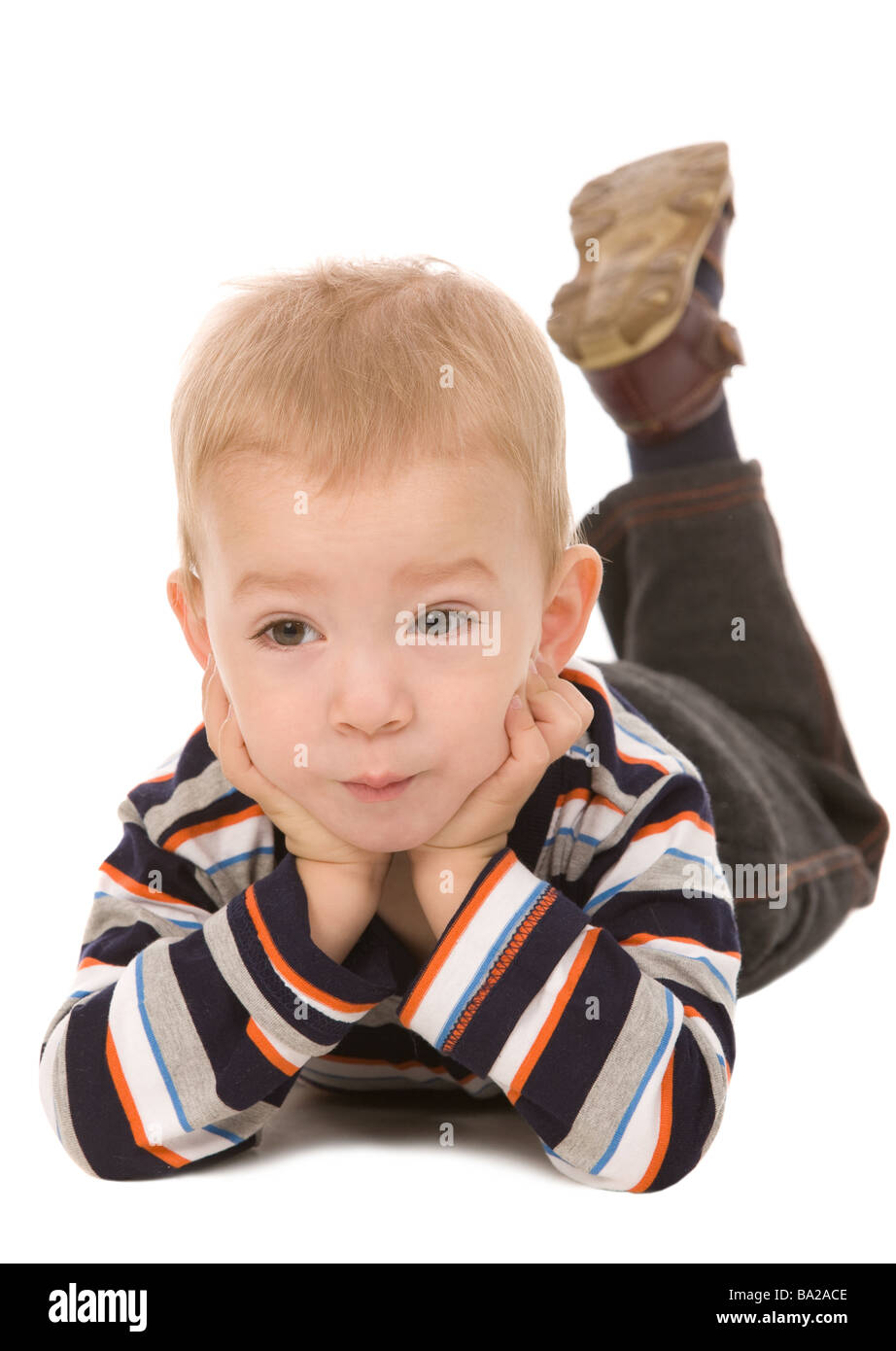 portrait of the small boy on a white background Stock Photo Alamy