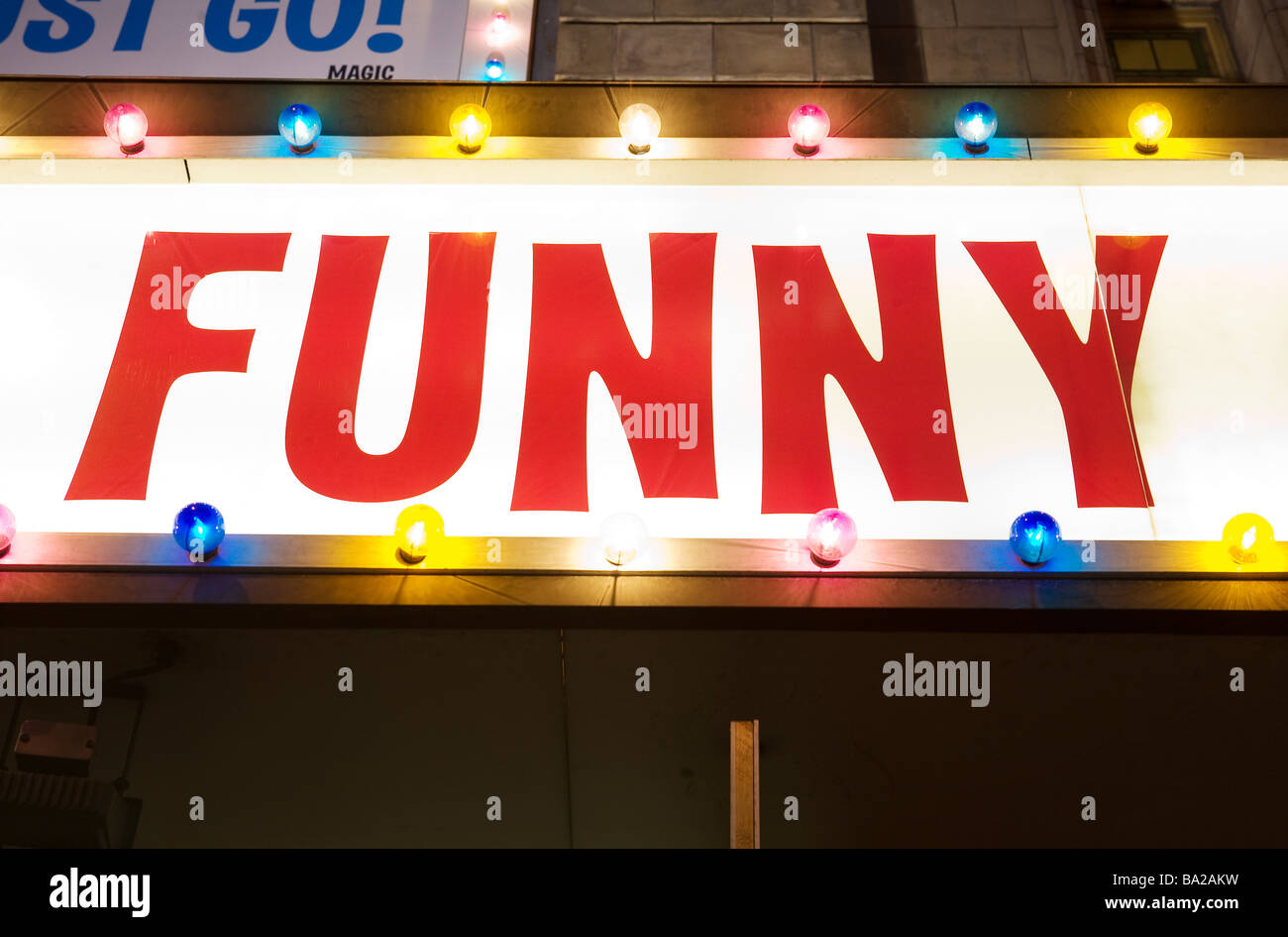 A 'funny' sign at a theatre in London Stock Photo