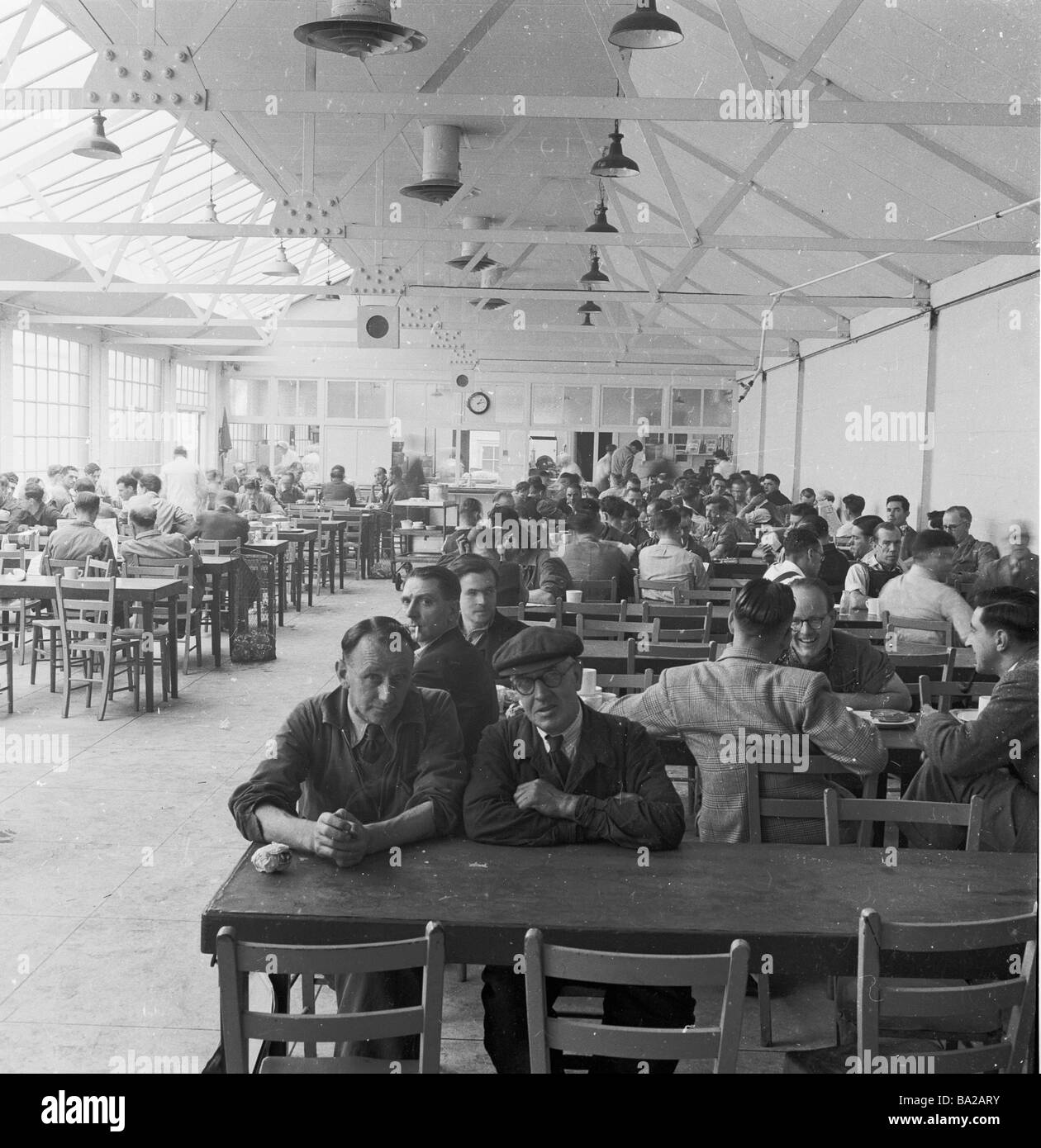 1950s Historical Industrial Workers Sitting Together At Tables In BA2ARY 
