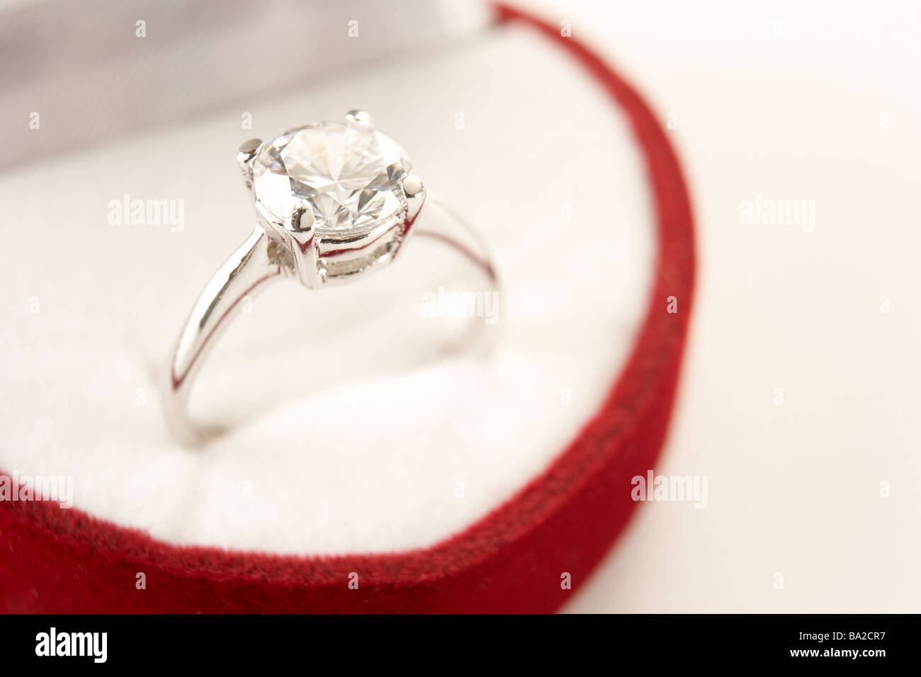 Diamond Engagement In Heart Shaped Ring Box Stock Photo