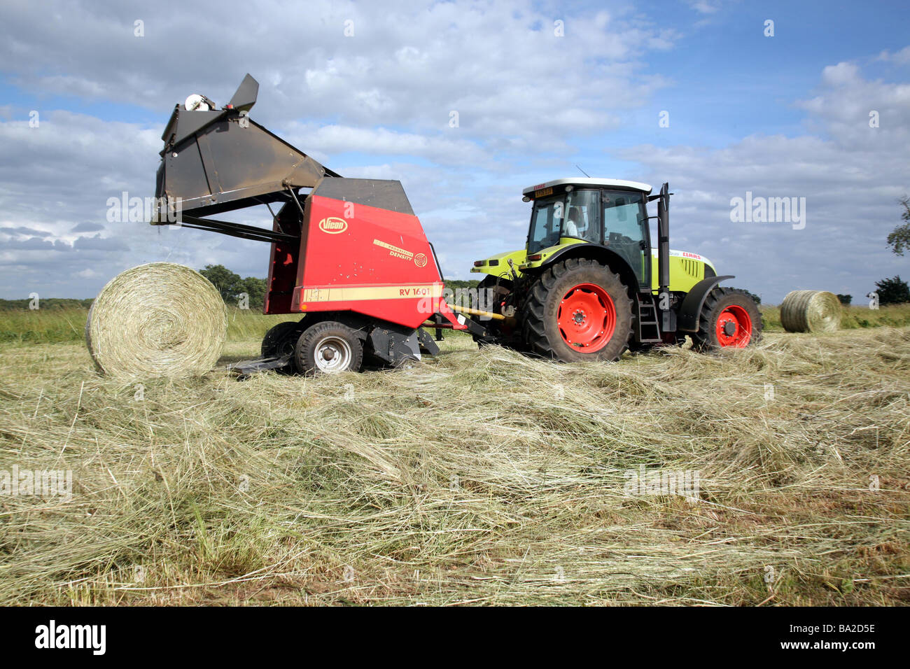 Making Big Round Bales Of Hay For Cattle Feed Stock Photo