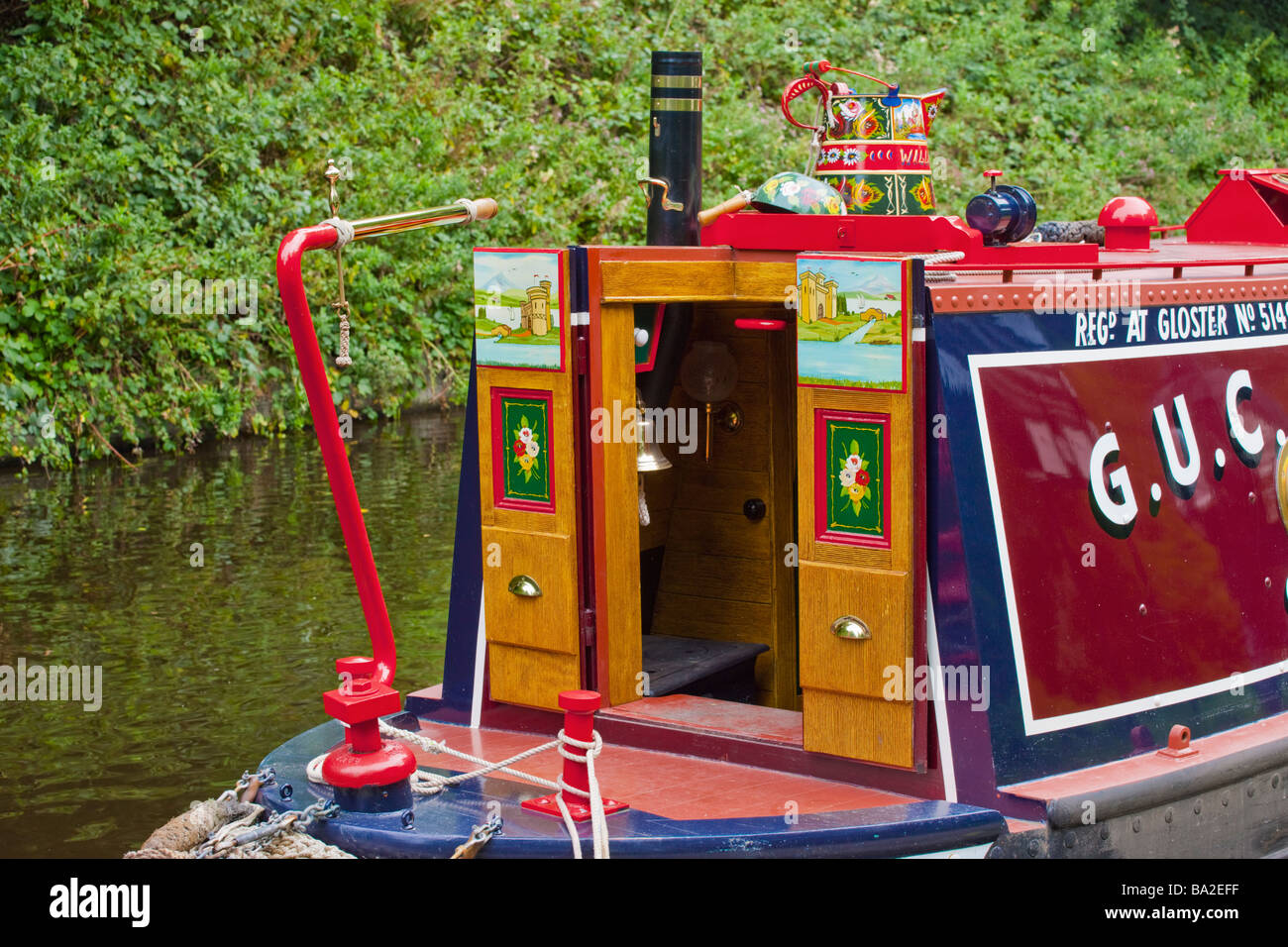 Decorated canal boat Shropshire Union Canal Near Trevor Vale of