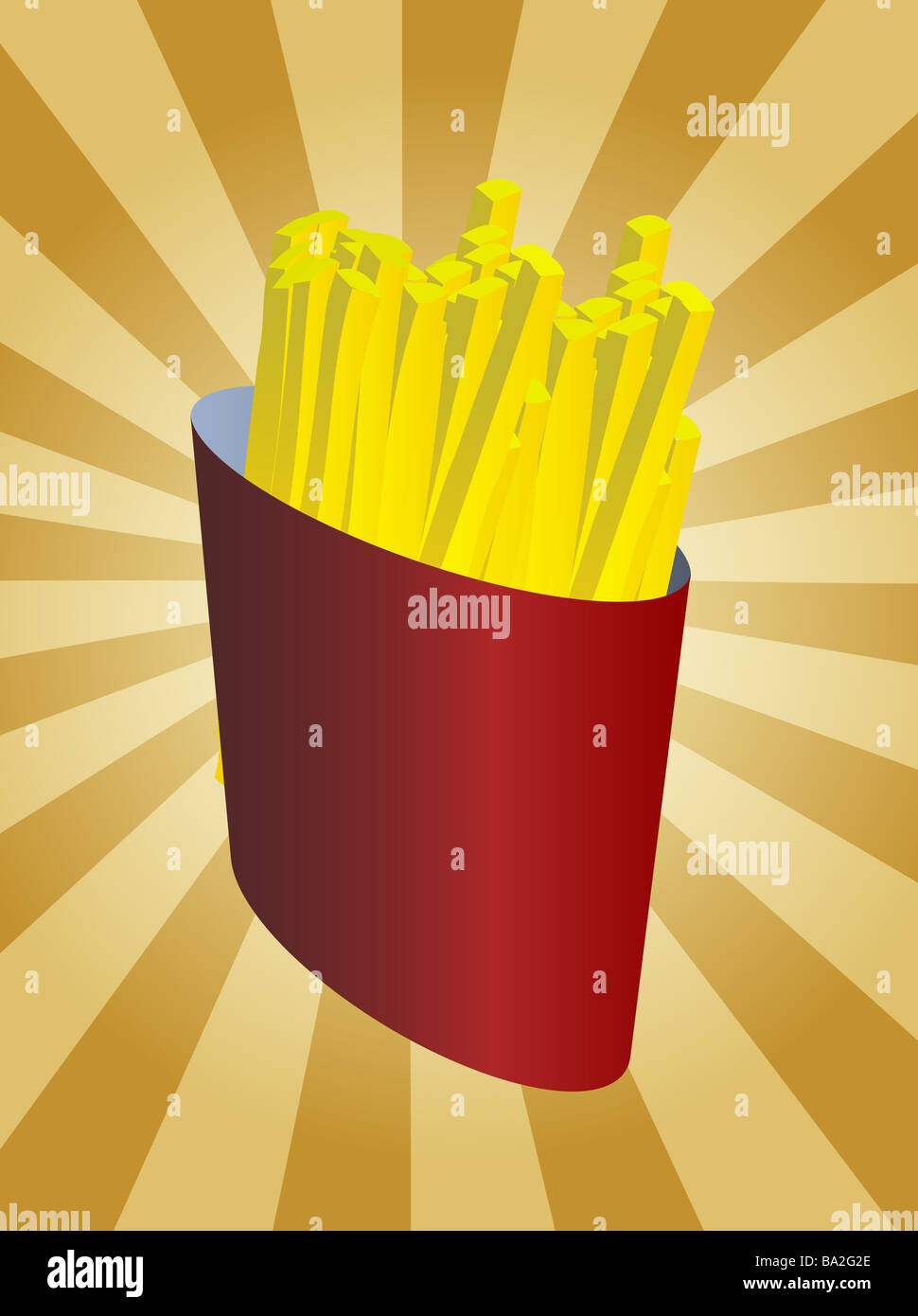 French fries illustration fried potatoes in fastfood packet Stock Photo