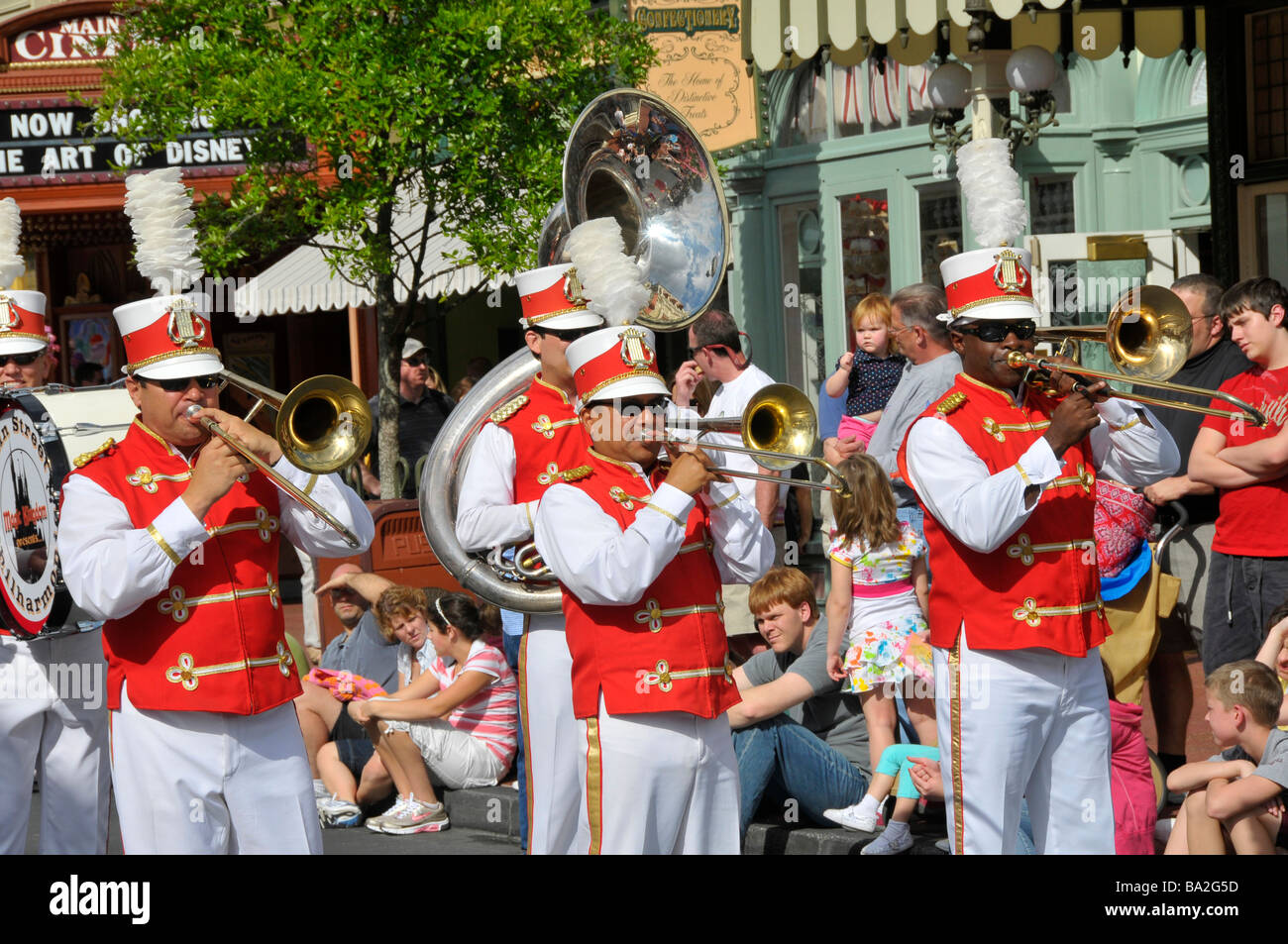 Band in Parade along Main Street at Walt Disney Magic Kingdom Theme