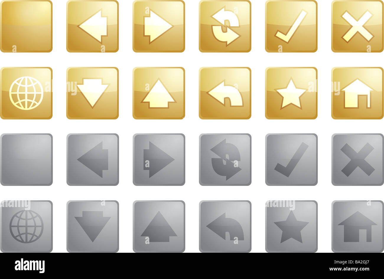 Navigation icon set of glossy buttons enabled disabled Stock Photo - Alamy