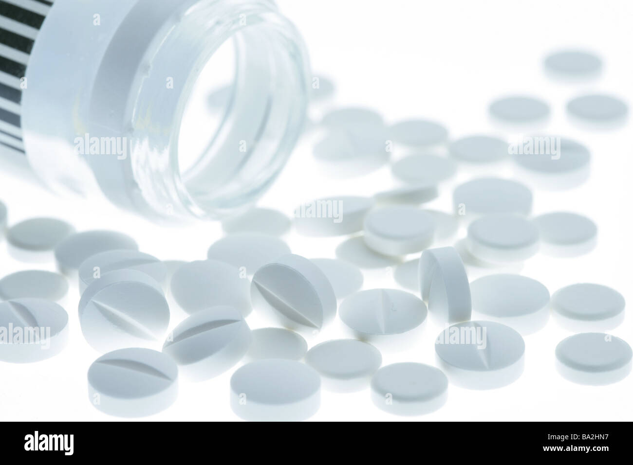 Medicine medication pills knows bottle openly detail fuzziness series pills painkillers addiction addiction-danger Stock Photo