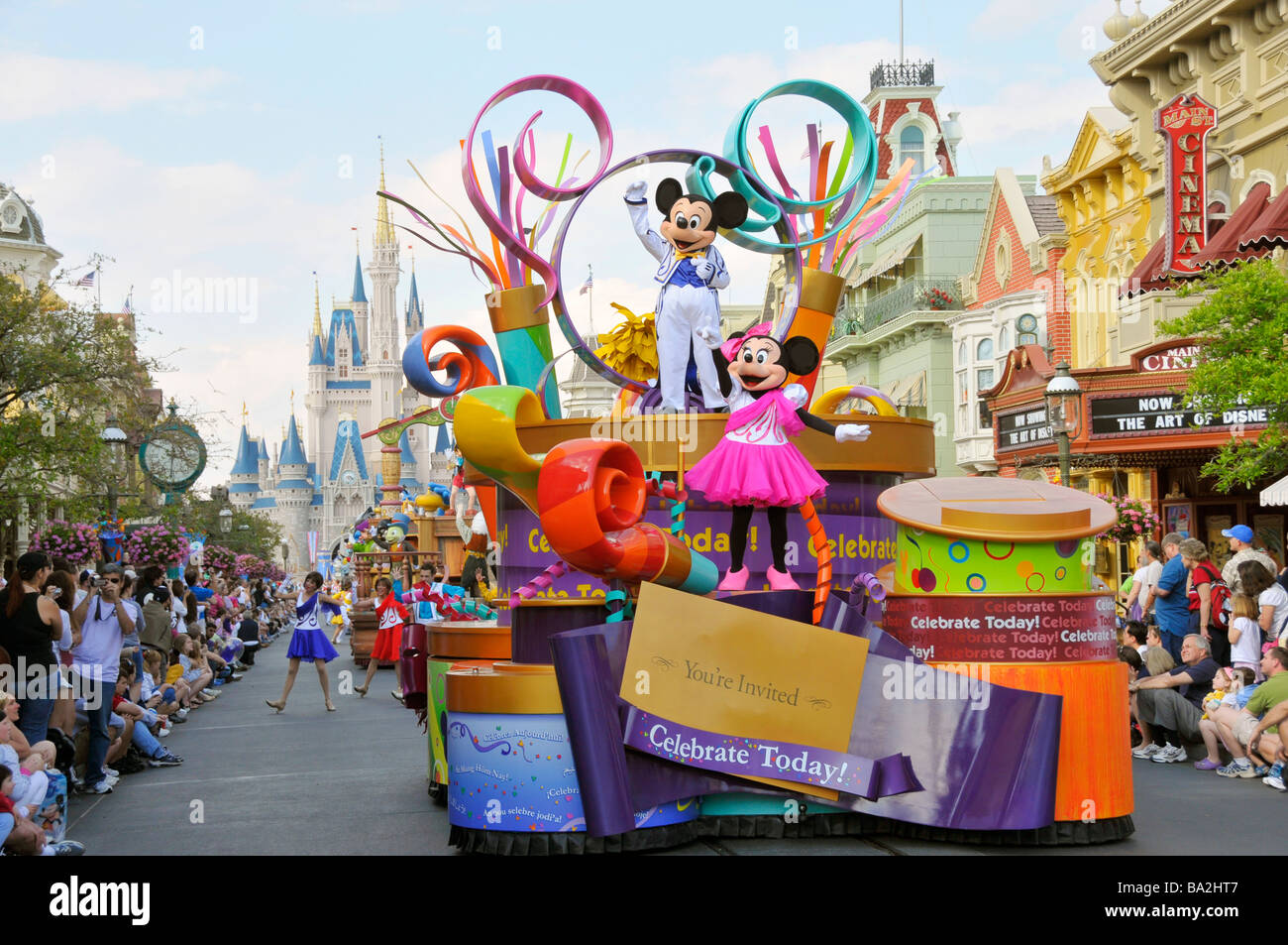 Mickey Mouse and Minnie Mouse on Float in Parade at Walt Disney Magic