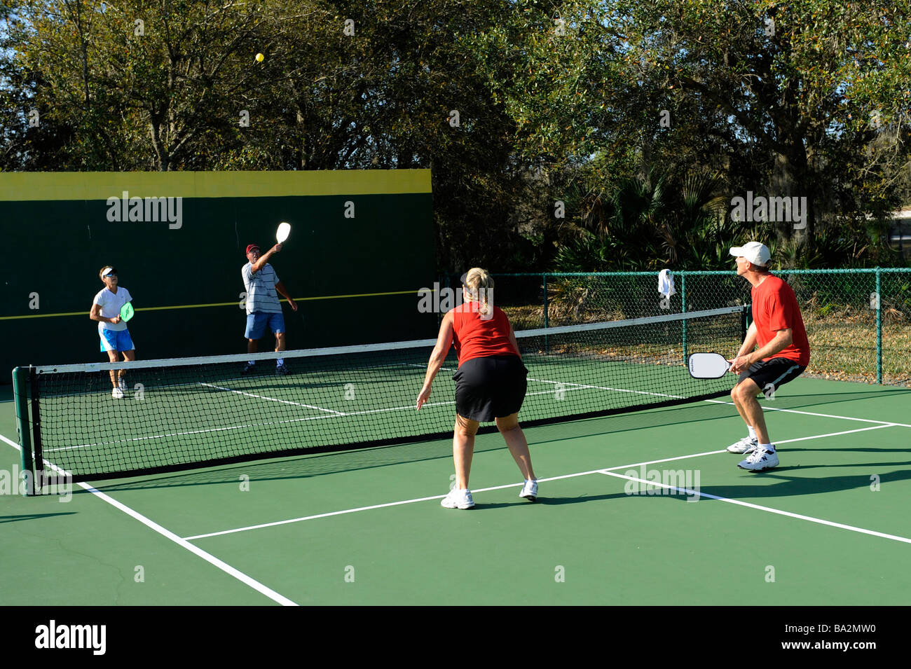 Senior citizens compete in game of Pickleball in the Senior state
