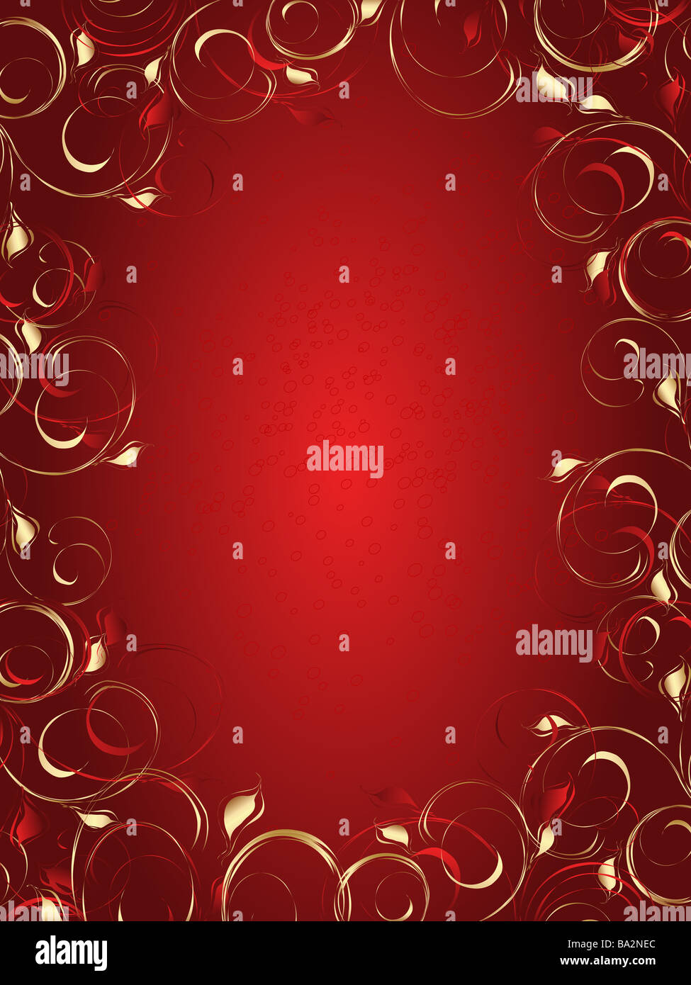 Vector abstract background with floral red and gold ornament Stock ...