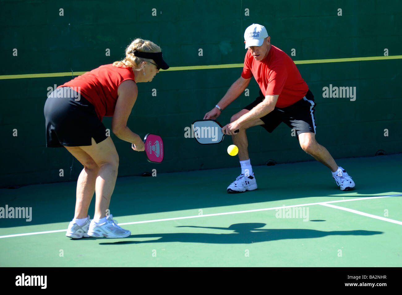 Senior citizens compete in game of Pickleball in the Senior state