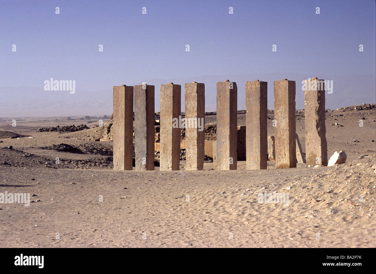 Columns of Sabaean Temple of Mahram Bilqis or Bilquis, Sun God (c7th