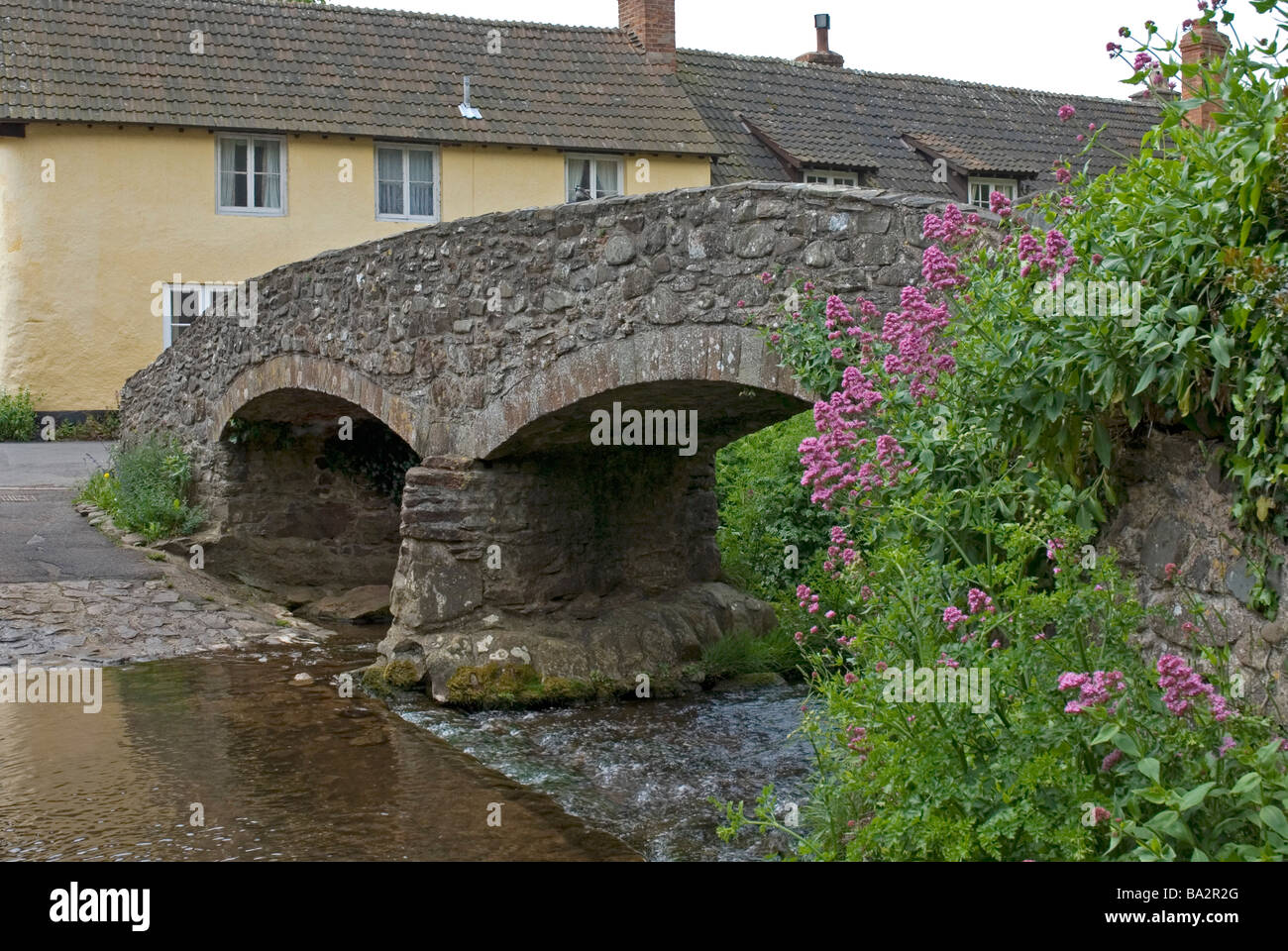 The old packhorse bridge at Allerford, Somerset Stock Photo Alamy