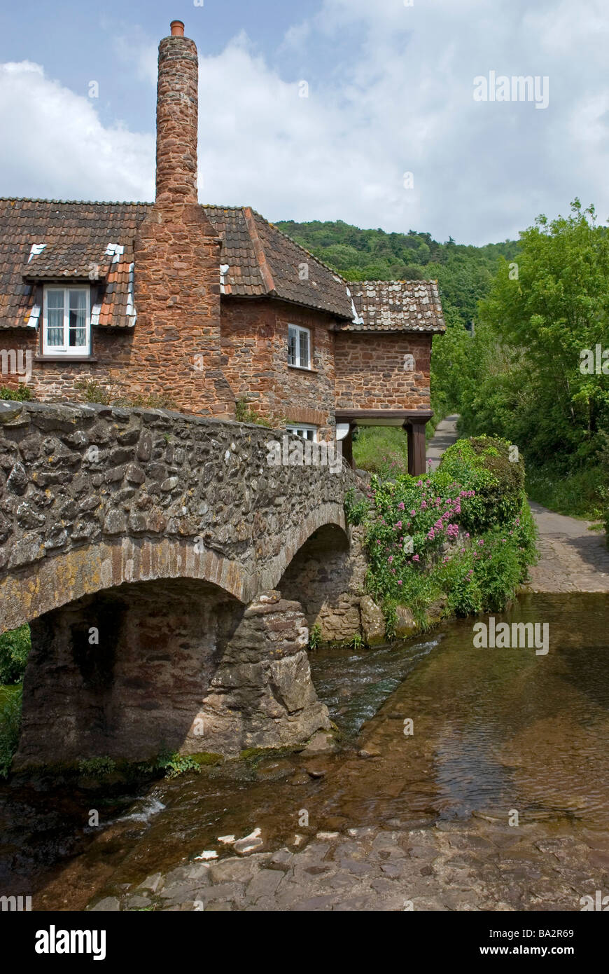 The old packhorse bridge at Allerford, Somerset Stock Photo Alamy