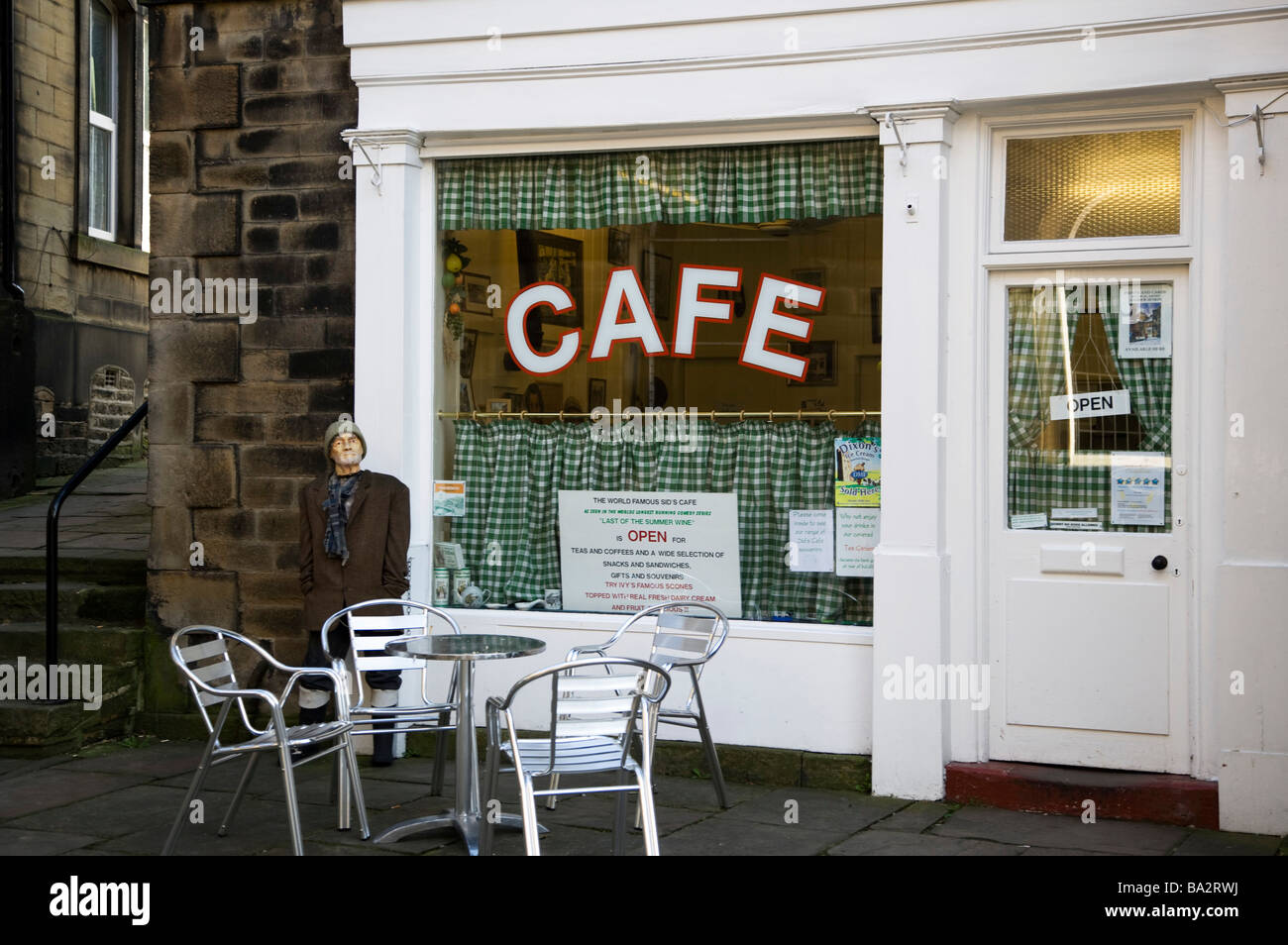 The famous Sid s Cafe at Holmfirth in Yorkshire as featured in Last of the Summer Wine Stock Photo